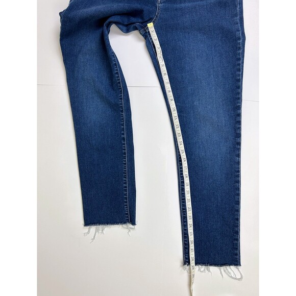 Gap Classic Straight Mid Rise Jeans Dark Blue Denim Raw Hem Cotton 14 Long Tall - Picture 4 of 12